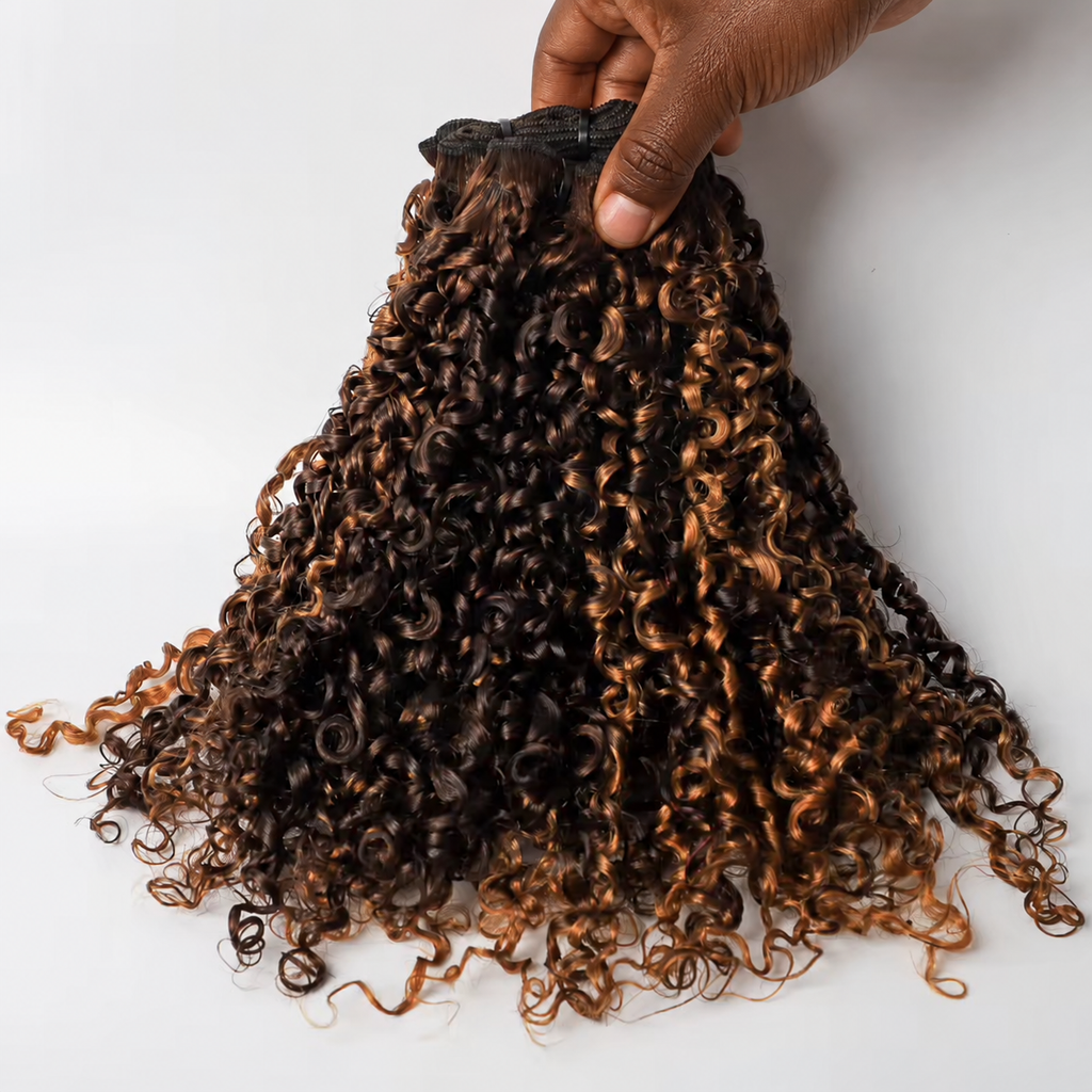 Pixie Curly - Caramel Brown Highlight
