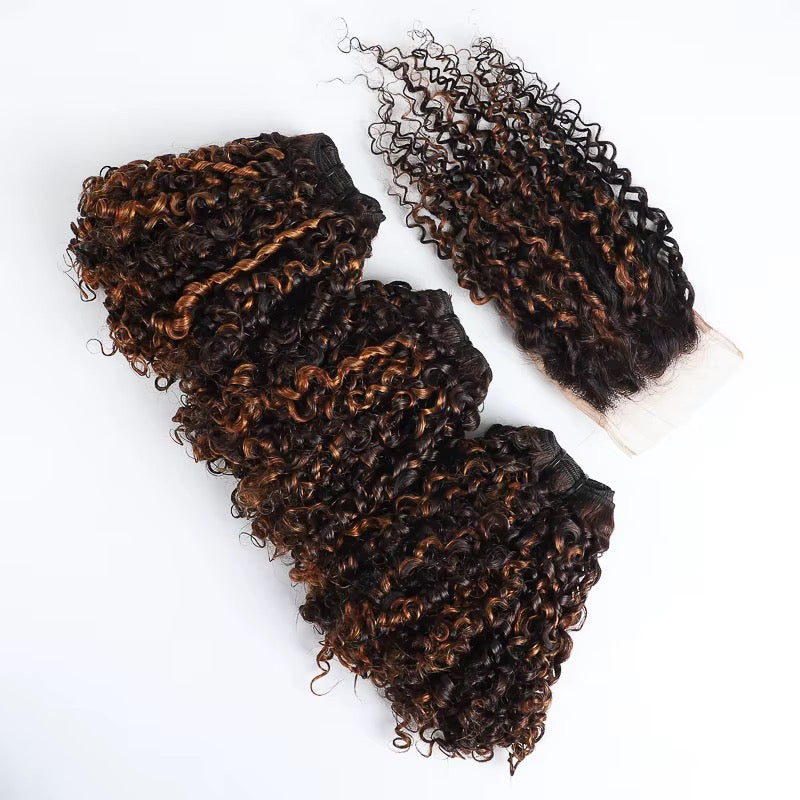 Pixie Curly - Caramel Brown Highlight